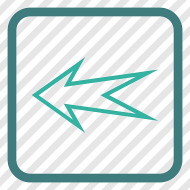 Ok sol vektör simgesi bir çerçeve içinde