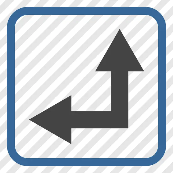 Bifurkation pil vänster upp vektor ikonen i en ram — Stock vektor