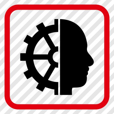 Cyborg dişli vektör simgesi bir çerçeve içinde