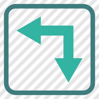 Vektör simgesi bir çerçeve içinde aşağı sol çatallanma ok