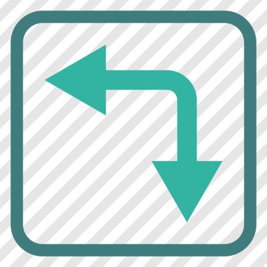 Vektör simgesi bir çerçeve içinde aşağı sol çatallanma ok