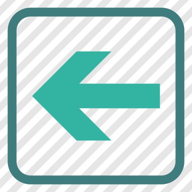 Ok sol vektör simgesi bir çerçeve içinde