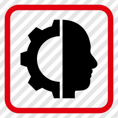 Cyborg dişli vektör simgesi bir çerçeve içinde