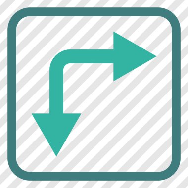 Vektör simgesi bir çerçeve içinde aşağı doğru çatallanma ok