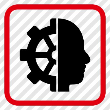 Cyborg dişli vektör simgesi bir çerçeve içinde