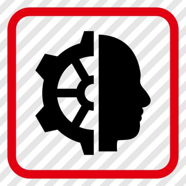 Cyborg dişli vektör simgesi bir çerçeve içinde