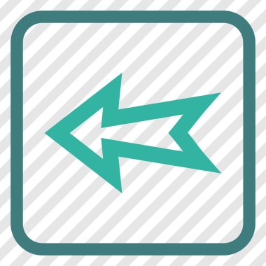 Ok sol vektör simgesi bir çerçeve içinde