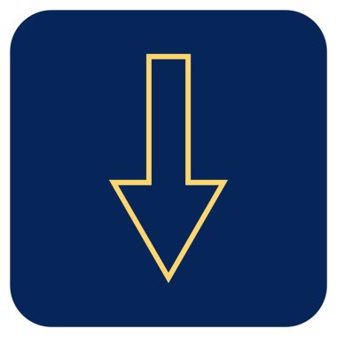 Düz aşağı ok vektör simgesi kare