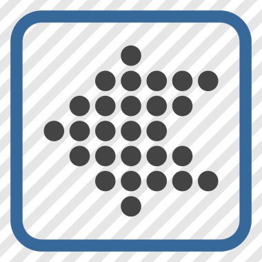 Noktalı ok sol vektör simgesi bir çerçeve içinde