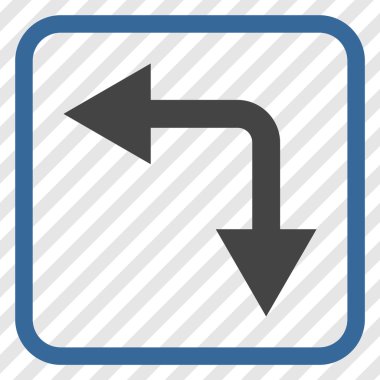 Vektör simgesi bir çerçeve içinde aşağı sol çatallanma ok