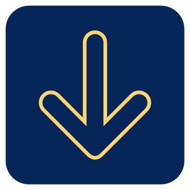 Düz aşağı yönlü ok vektör simgesi kare