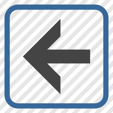 Ok sol vektör simgesi bir çerçeve içinde