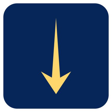 Düz aşağı ok vektör simgesi kare