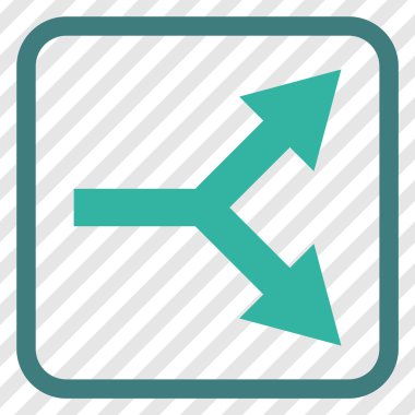 Bifurkasyon ok doğru vektör simgesi bir çerçeve içinde