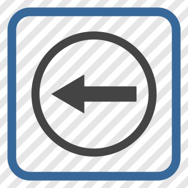 Sol ok vektör simgesi bir çerçeve içinde yuvarlak