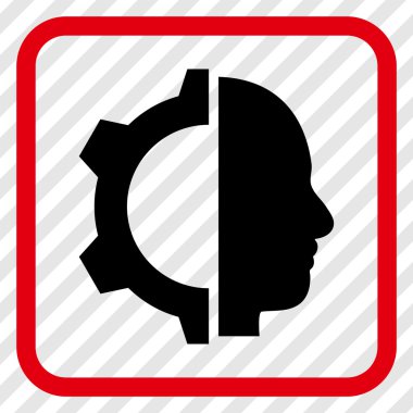 Cyborg dişli vektör simgesi bir çerçeve içinde