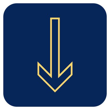 Düz aşağı ok vektör simgesi kare