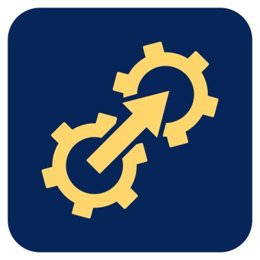 Dişli Tümleştirme düz kare vektör simgesi