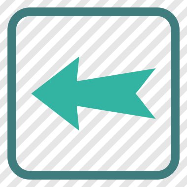 Ok sol vektör simgesi bir çerçeve içinde