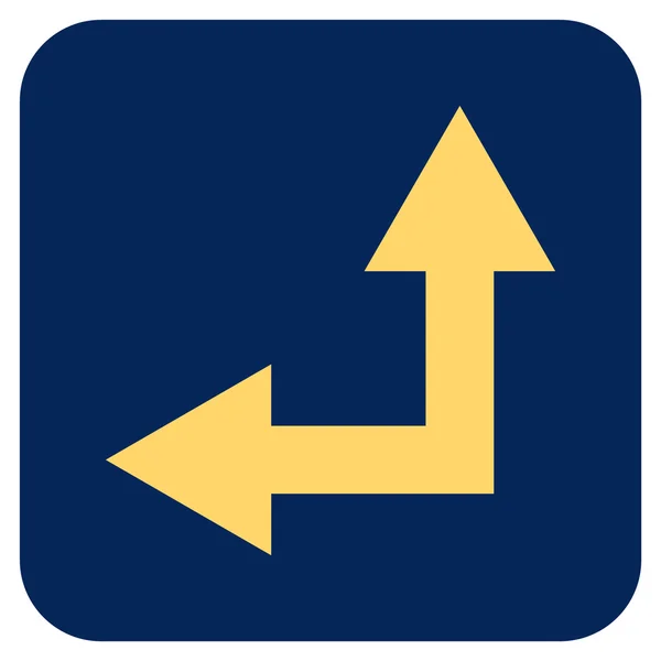 Bifurcation Arrow Left Up Flat Squared Vector Icon — Stock Vector