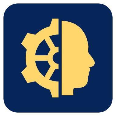 Cyborg vites düz kare vektör simgesi