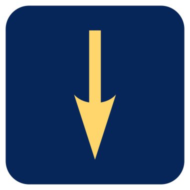 Düz kare vektör simgesi aşağı ok keskin