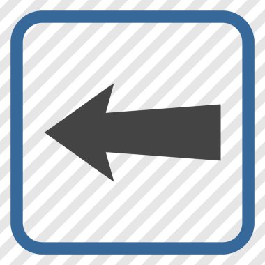 Ok sol vektör simgesi bir çerçeve içinde