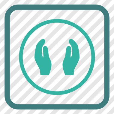 Bakım el vektör simgesi bir çerçeve içinde