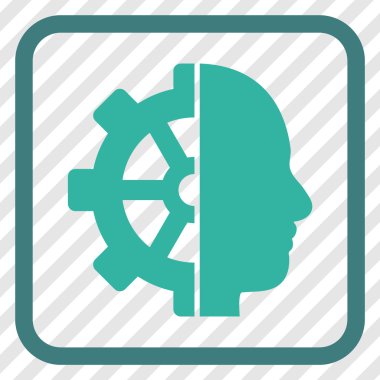 Cyborg dişli vektör simgesi bir çerçeve içinde