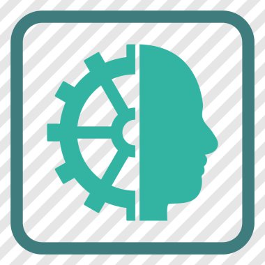 Cyborg dişli vektör simgesi bir çerçeve içinde