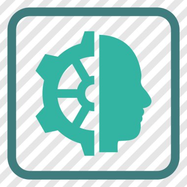 Cyborg dişli vektör simgesi bir çerçeve içinde