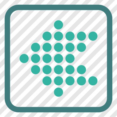 Noktalı ok sol vektör simgesi bir çerçeve içinde