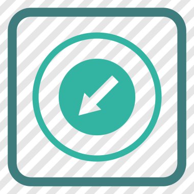 Aşağı sol yuvarlak ok vektör simgesi bir çerçeve içinde