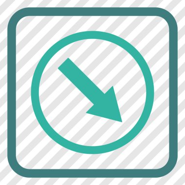 Aşağı doğru yuvarlak ok vektör simgesi bir çerçeve içinde