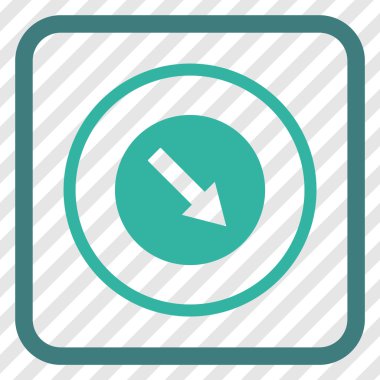 Aşağı doğru yuvarlak ok vektör simgesi bir çerçeve içinde