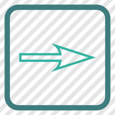 Keskin ok doğru vektör simgesi bir çerçeve içinde