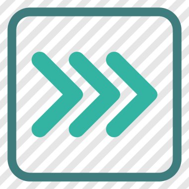 Ok ucu doğru vektör simgesi bir çerçeve içinde üçlü