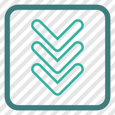 İşaretçi vektör simgesi bir çerçeve içinde aşağı üçlü