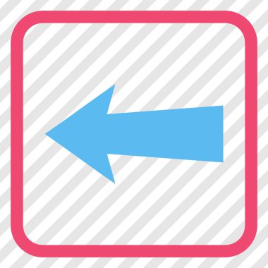 Ok sol vektör simgesi bir çerçeve içinde