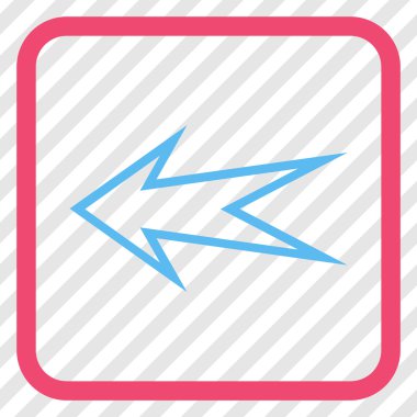 Ok sol vektör simgesi bir çerçeve içinde