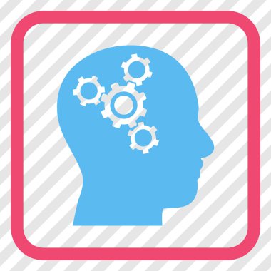 Beyin mekanik vektör simgesi bir çerçeve içinde