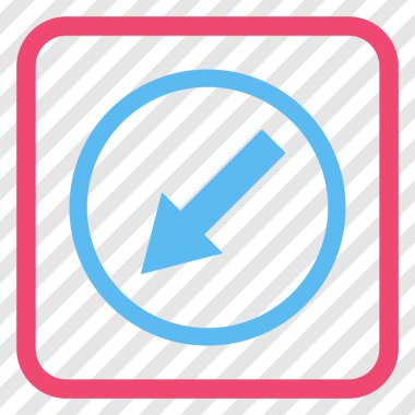 Aşağı sol yuvarlak ok vektör simgesi bir çerçeve içinde