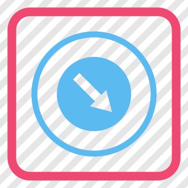 Aşağı doğru yuvarlak ok vektör simgesi bir çerçeve içinde