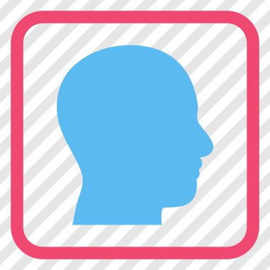 Kafa vektör simgesi bir çerçeve içinde profil