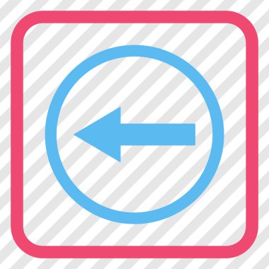 Sol ok vektör simgesi bir çerçeve içinde yuvarlak