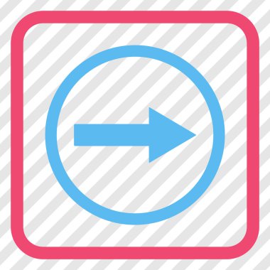 Sağ ok vektör simgesi bir çerçeve içinde yuvarlak