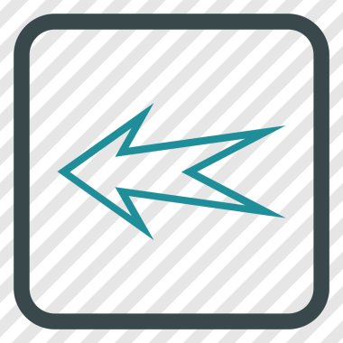 Ok sol vektör simgesi bir çerçeve içinde