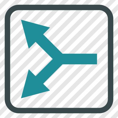 Bifurkasyon ok sol vektör simgesi bir çerçeve içinde