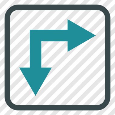 Vektör simgesi bir çerçeve içinde aşağı doğru çatallanma ok