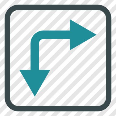 Vektör simgesi bir çerçeve içinde aşağı doğru çatallanma ok